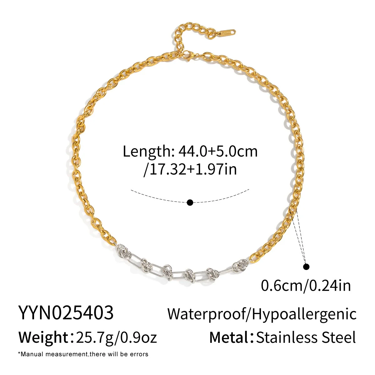 Wholesale Hiphop Future Style Geometric Stainless Steel 18K Real Gold Plated Handmade Chain Necklace For Women - Image 6