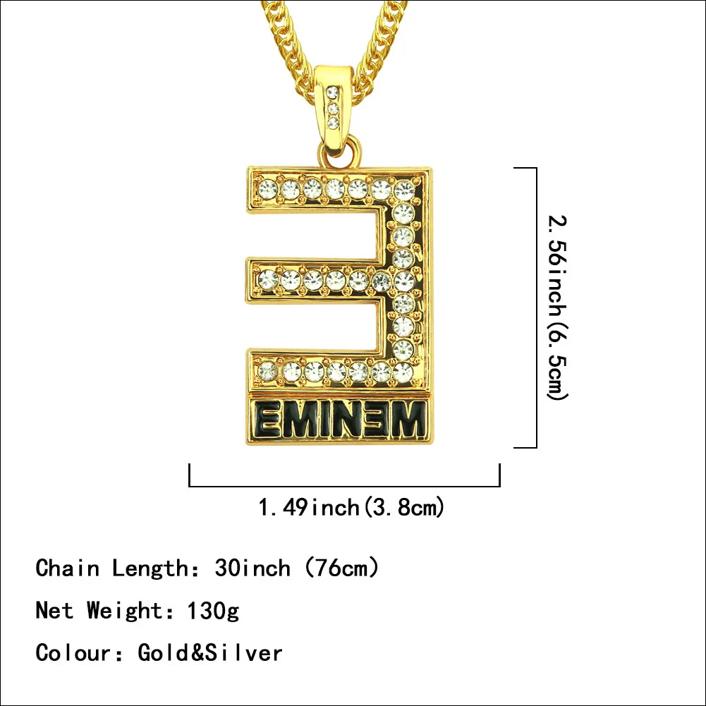 Wholesale Hiphop Jewelry Alloy Necklace With Letter E Pendant And Electroplating Process - Image 2