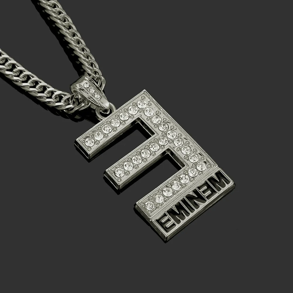 Wholesale Hiphop Jewelry Alloy Necklace With Letter E Pendant And Electroplating Process - Image 3