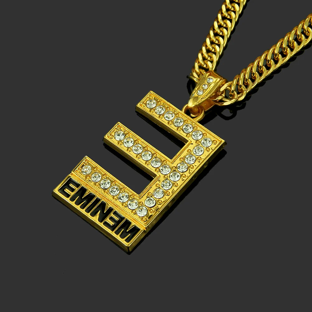 Wholesale Hiphop Jewelry Alloy Necklace With Letter E Pendant And Electroplating Process - Image 4