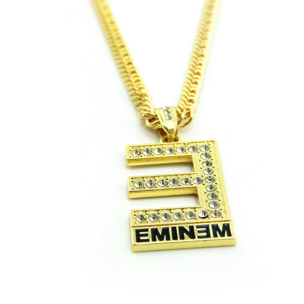 Wholesale Hiphop Jewelry Alloy Necklace With Letter E Pendant And Electroplating Process - Image 5