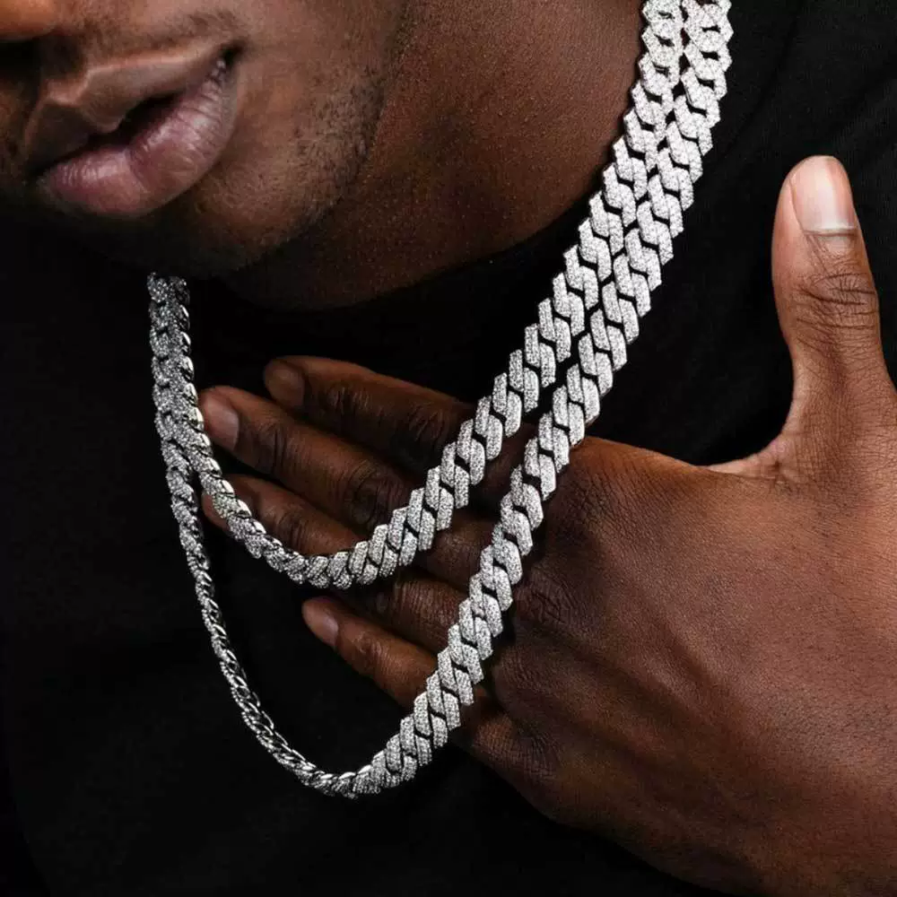Wholesale Hiphop Jewelry Copper Set Zircon Cuban Chain Necklace - Image 3