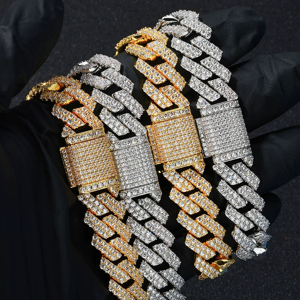 Wholesale Hiphop Jewelry Copper Set Zircon Cuban Chain Necklace - Image 4