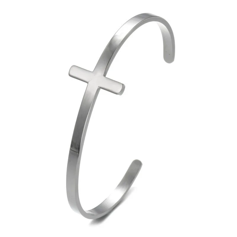 Wholesale Hiphop Jewelry Titanium Steel Geometric Open Cross Bracelet Unisex Simple Style - Image 6