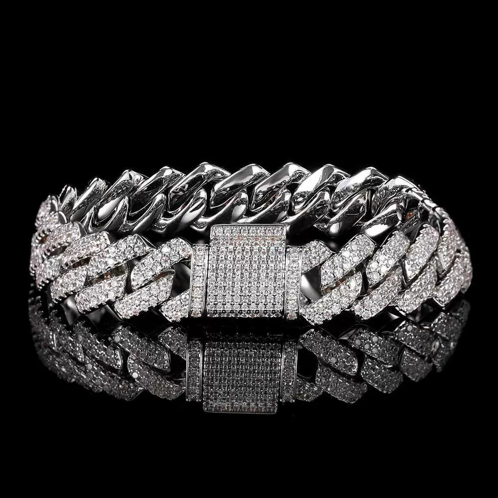 Wholesale Hiphop Rhombus Zircon Copper Cuban Chain Bracelet - Image 10