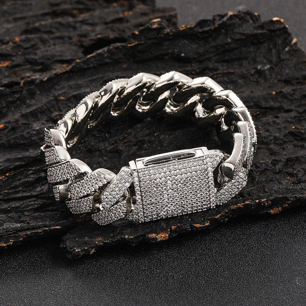 Wholesale Hiphop Rhombus Zircon Copper Cuban Chain Bracelet - Image 14