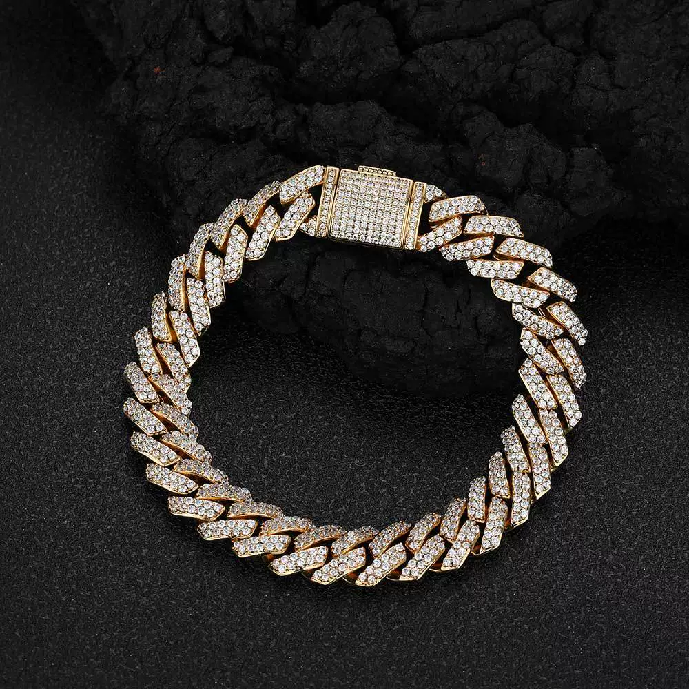 Wholesale Hiphop Rhombus Zircon Copper Cuban Chain Bracelet - Image 6
