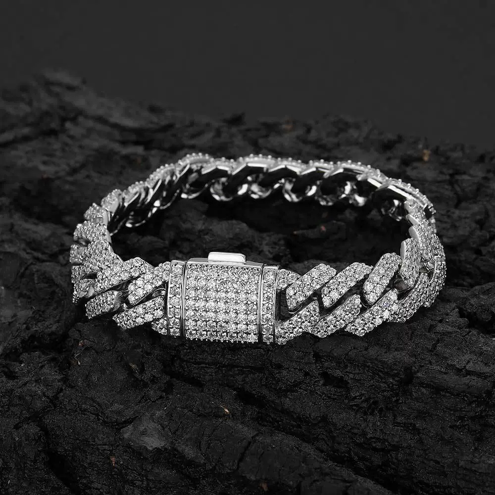 Wholesale Hiphop Rhombus Zircon Copper Cuban Chain Bracelet - Image 8
