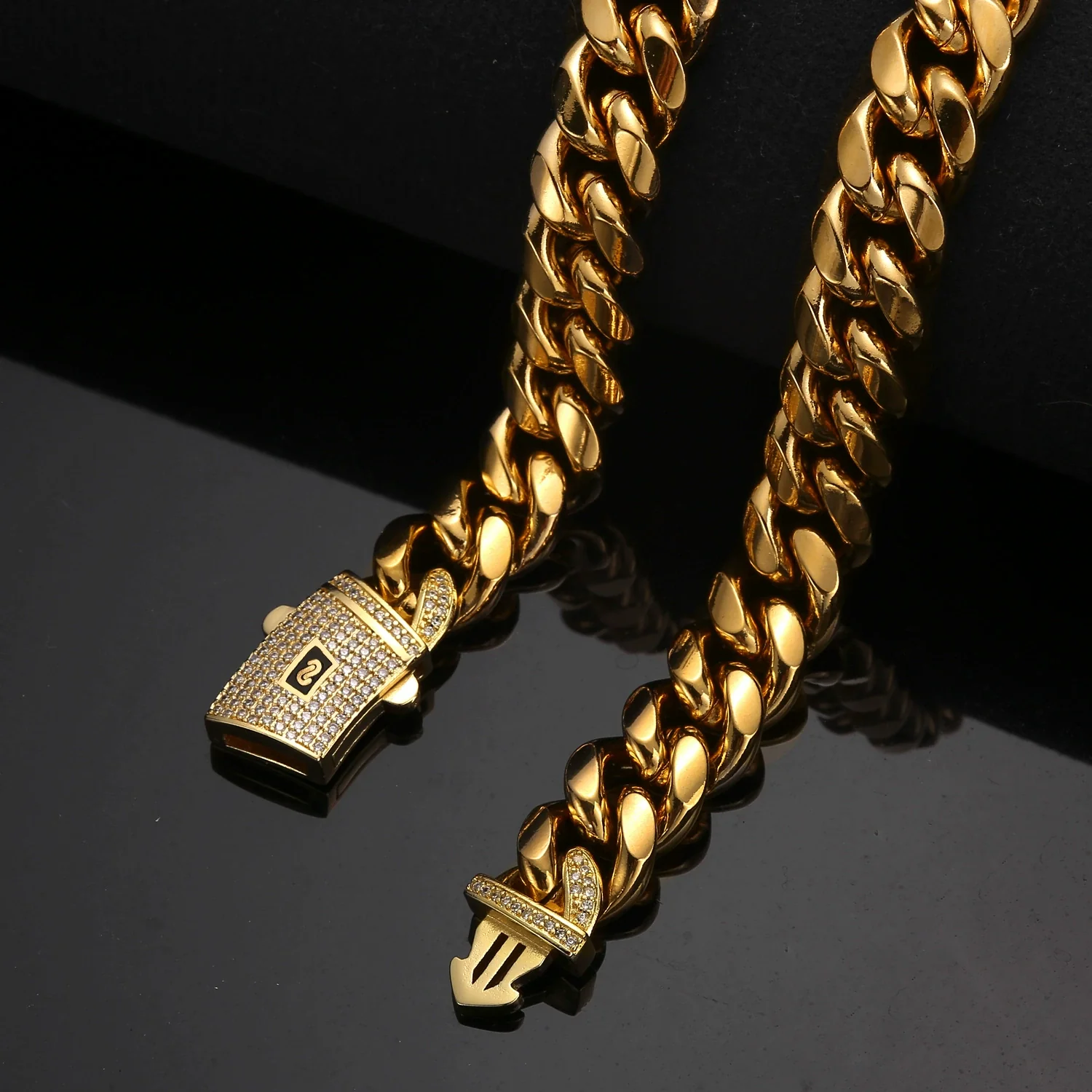 Wholesale Hiphop Stainless Steel Round Geometric Grinding Encrypted Cuban Chain Necklace And Titanium Steel Bracelet - Image 2