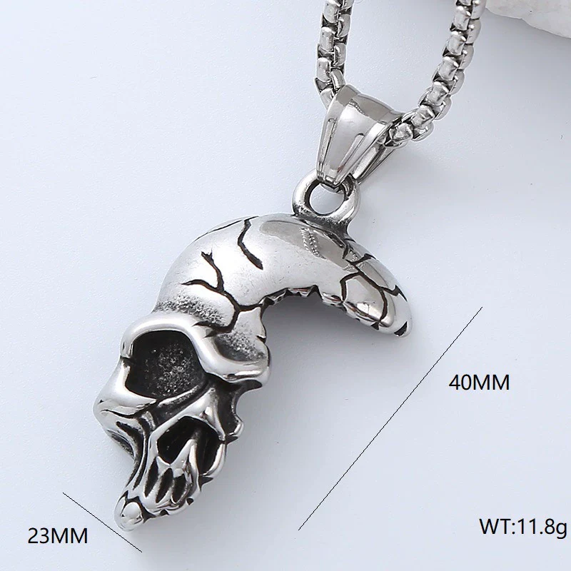 Wholesale Hiphop Street Necklace Titanium Steel Retro Exaggerated Skull Punk Style Geometric Polished - Image 12