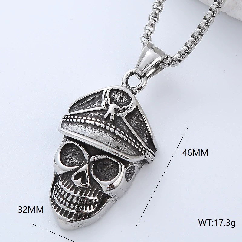 Wholesale Hiphop Street Necklace Titanium Steel Retro Exaggerated Skull Punk Style Geometric Polished - Image 17