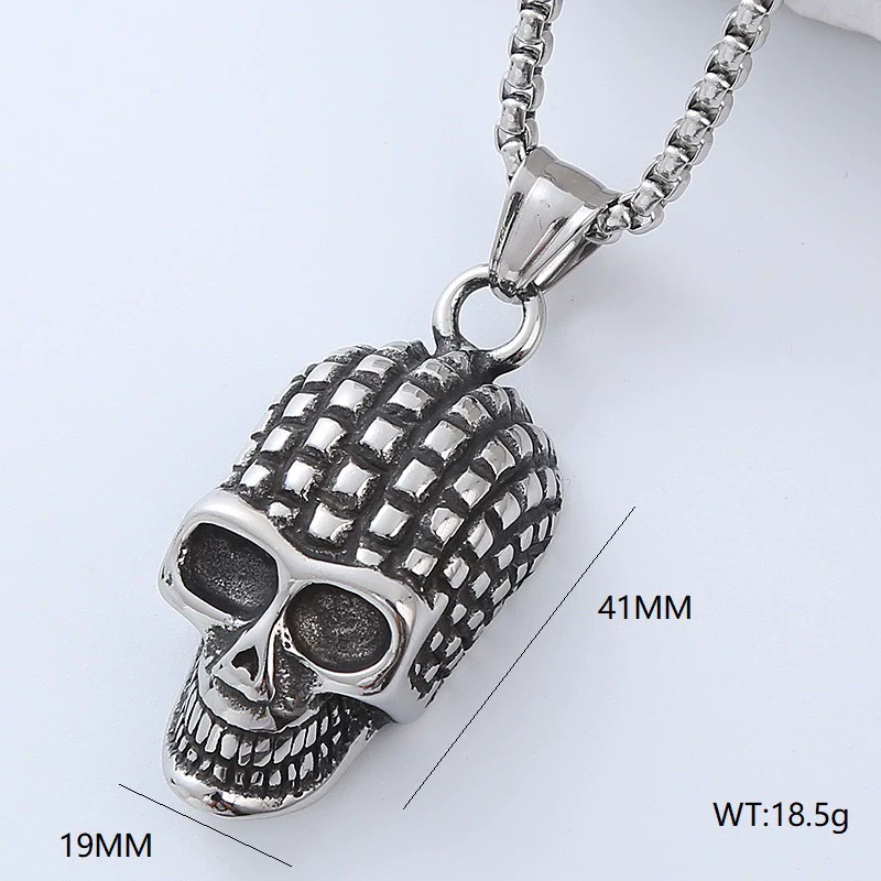 Wholesale Hiphop Street Necklace Titanium Steel Retro Exaggerated Skull Punk Style Geometric Polished - Image 18