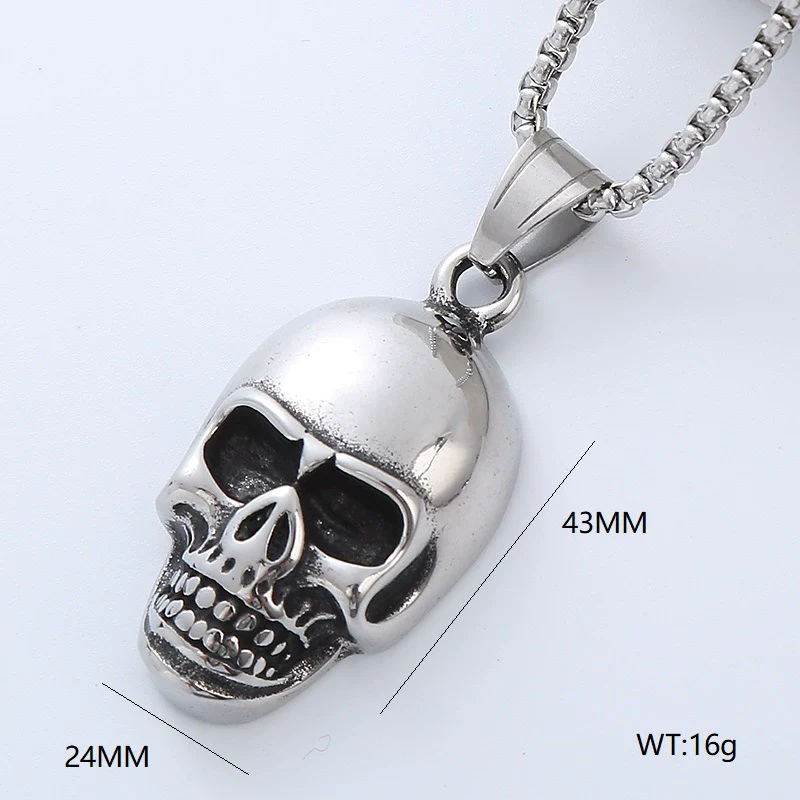 Wholesale Hiphop Street Necklace Titanium Steel Retro Exaggerated Skull Punk Style Geometric Polished - Image 23