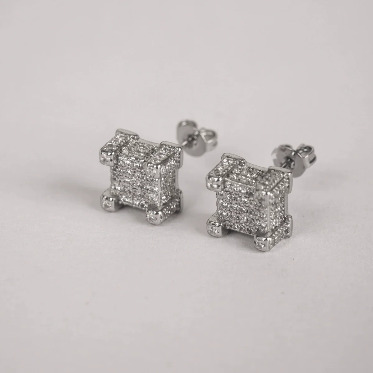 Wholesale Hiphop Style Copper Earrings With Microinlaid Zircon And Geometric Pattern - Image 6