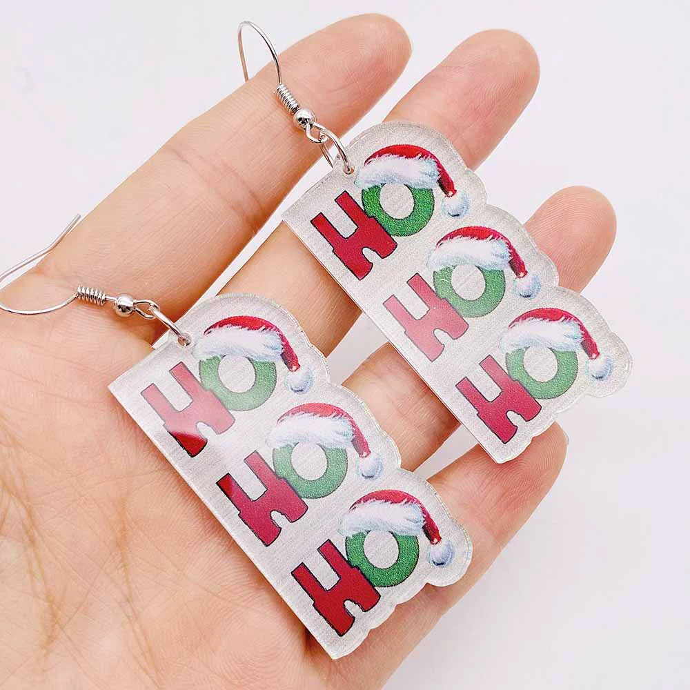 Wholesale Holiday Jewelry Acrylic Handmade Earrings With Snowman Elk Animal Zodiac Cartoon Geometric Patterns - Image 2