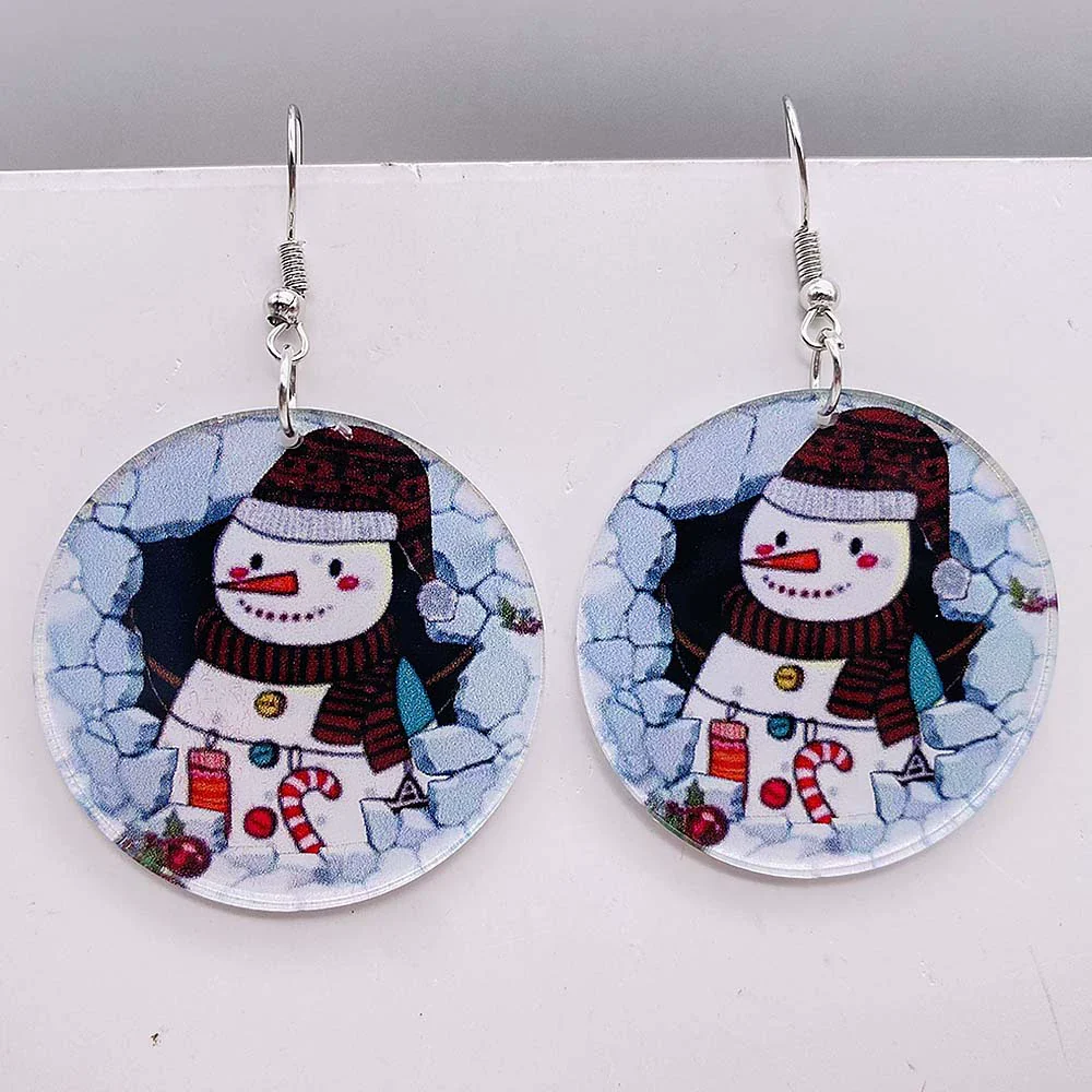 Wholesale Holiday Jewelry Acrylic Handmade Earrings With Snowman Elk Animal Zodiac Cartoon Geometric Patterns - Image 3
