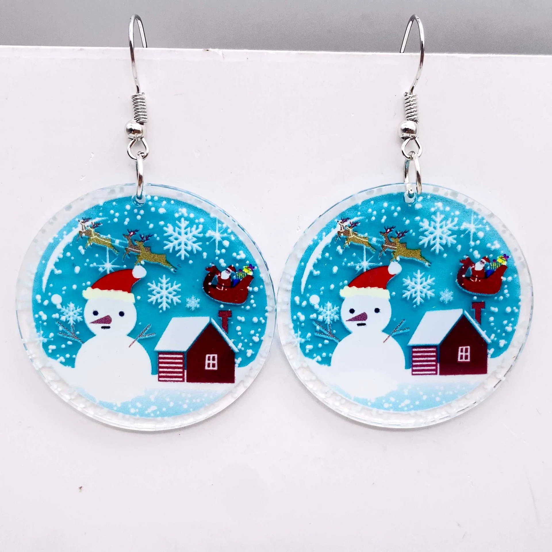 Wholesale Holiday Jewelry Acrylic Handmade Earrings With Snowman Elk Animal Zodiac Cartoon Geometric Patterns - Image 7