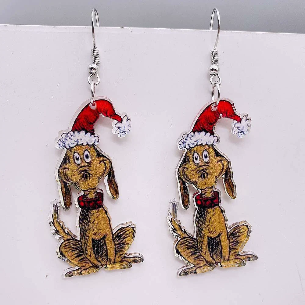 Wholesale Holiday Jewelry Acrylic Handmade Earrings With Snowman Elk Animal Zodiac Cartoon Geometric Patterns - Image 8