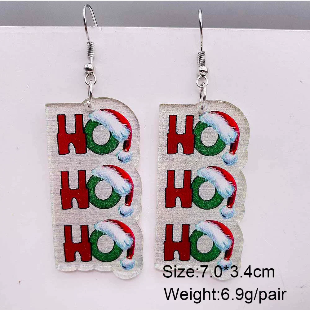 Wholesale Holiday Jewelry Acrylic Handmade Earrings With Snowman Elk Animal Zodiac Cartoon Geometric Patterns - Image 9