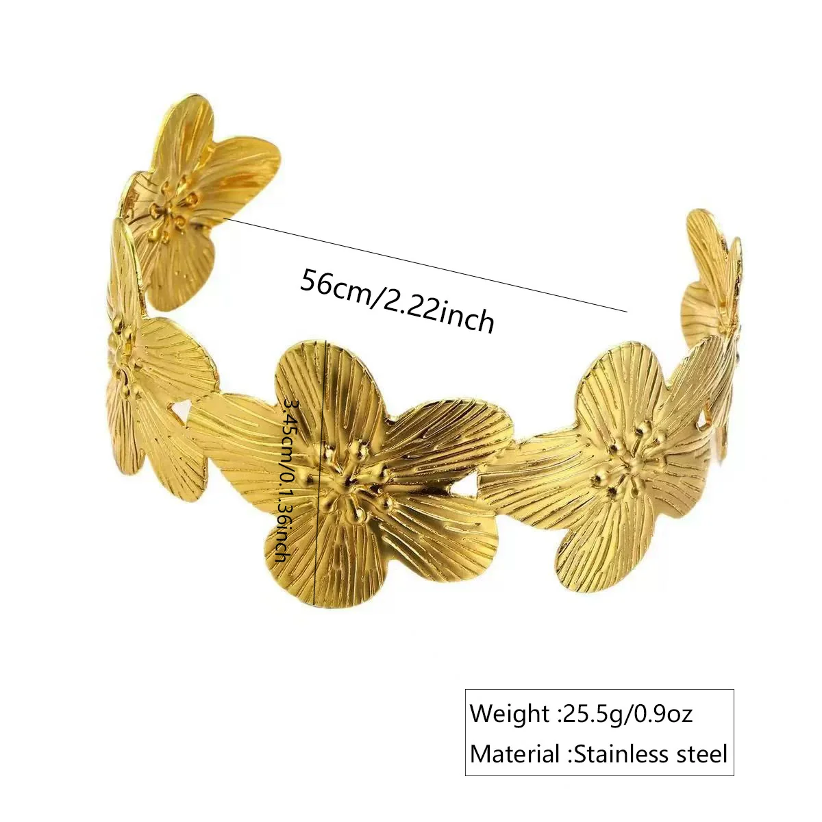 Wholesale Hydraulic Pressure Vintage Flower Stainless Steel Open Bracelet - Image 6