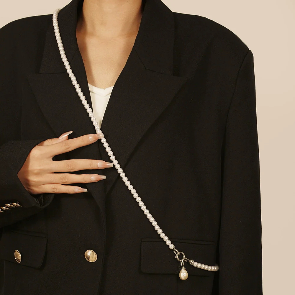 Wholesale Imitation Pearl Alloy Geometric Handmade Waist Chain And Necklace