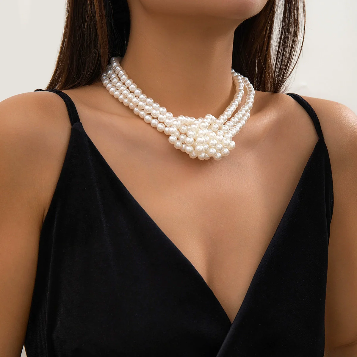 Wholesale Imitation Pearl Necklace Handmade Geometric Style Ball Chain For Women - Image 3