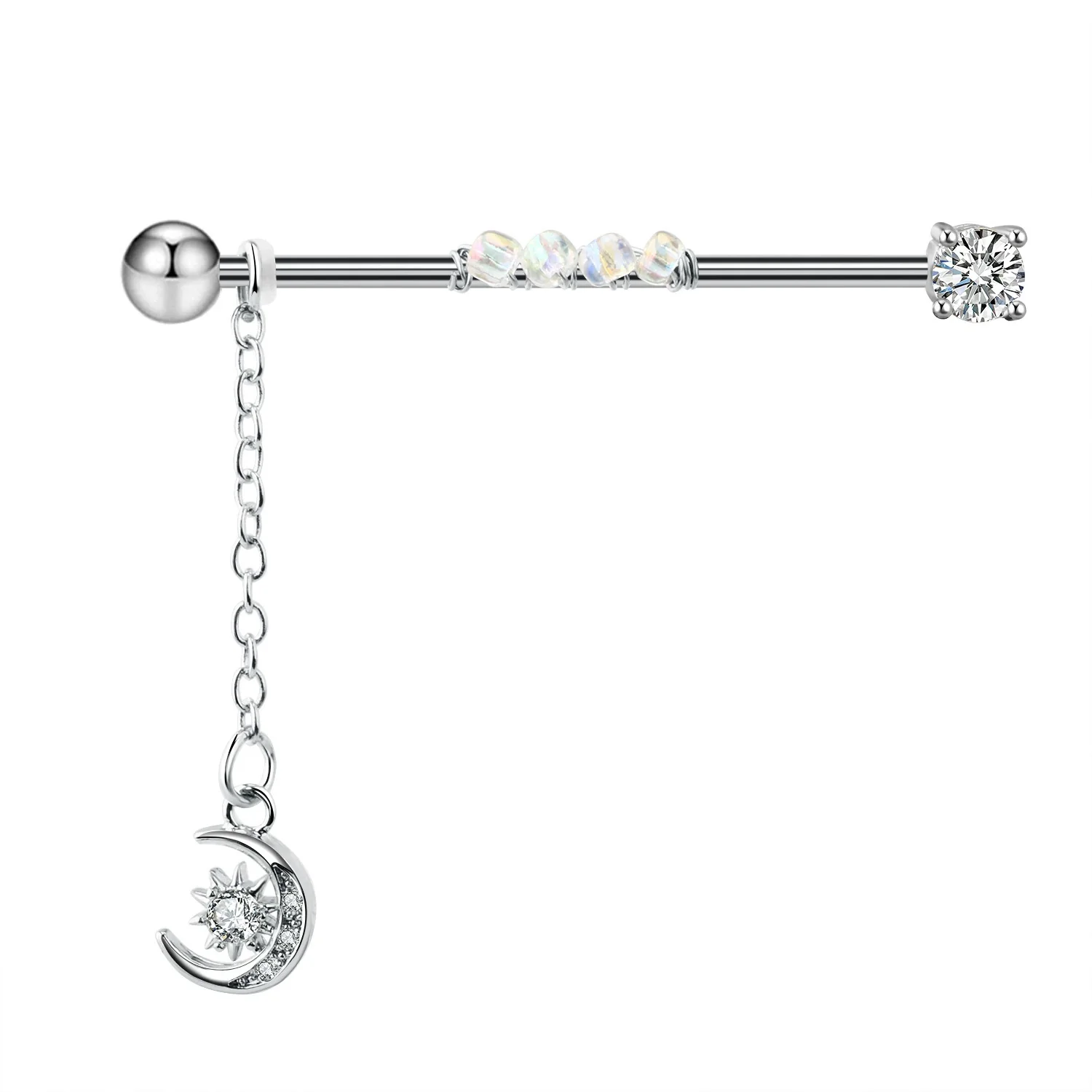 Wholesale Industrial Style Stainless Steel Ear Long Rod Body Piercing Jewelry With Flower Pattern And Electroplating Process - Image 10