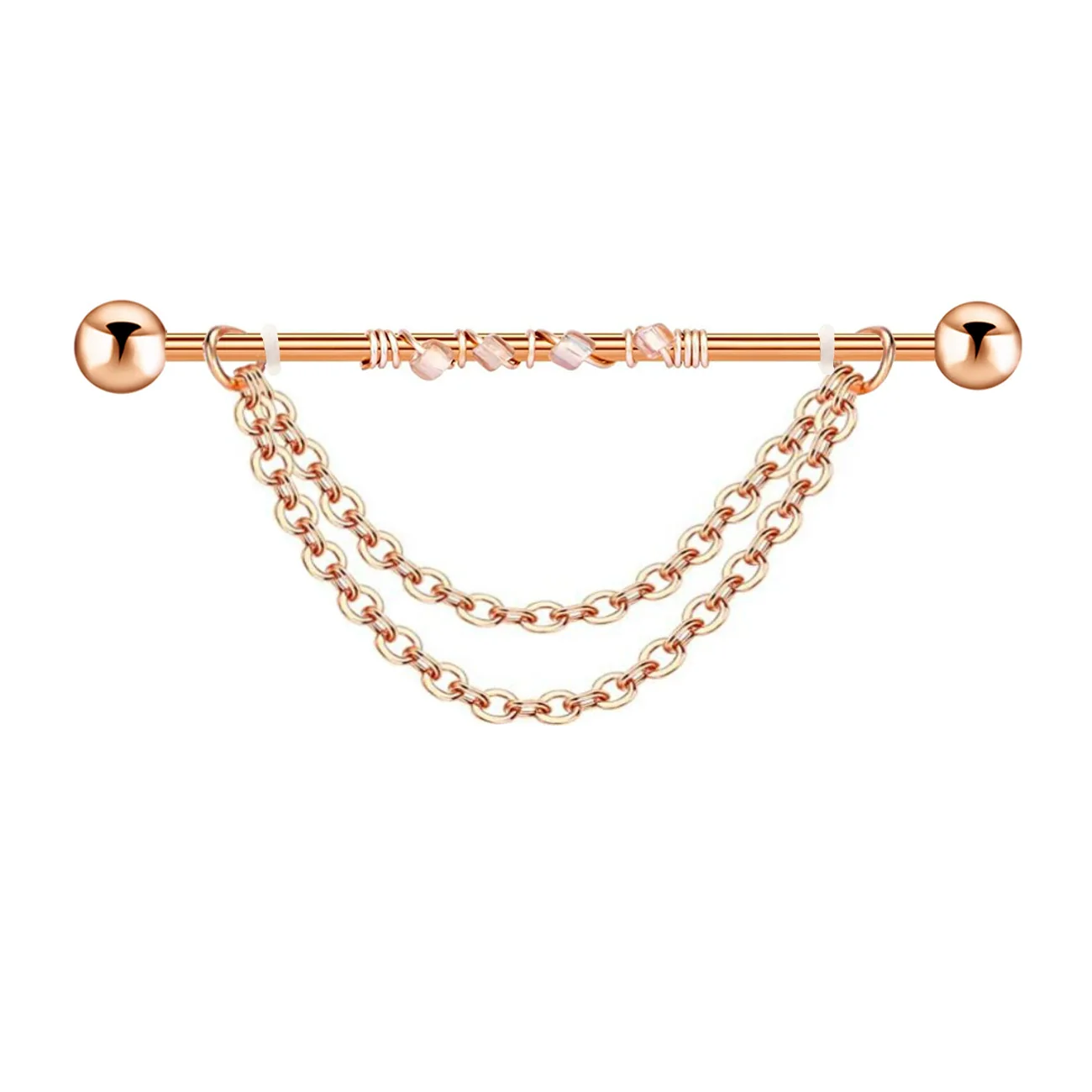 Wholesale Industrial Style Stainless Steel Ear Long Rod Body Piercing Jewelry With Flower Pattern And Electroplating Process - Image 7