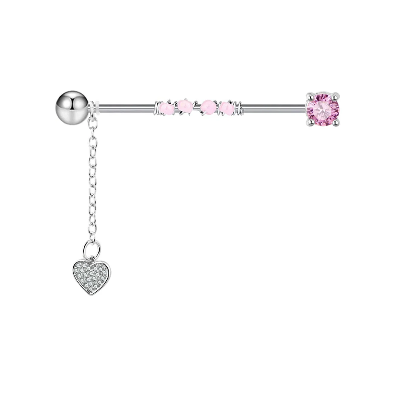 Wholesale Industrial Style Stainless Steel Ear Long Rod Body Piercing Jewelry With Flower Pattern And Electroplating Process - Image 8