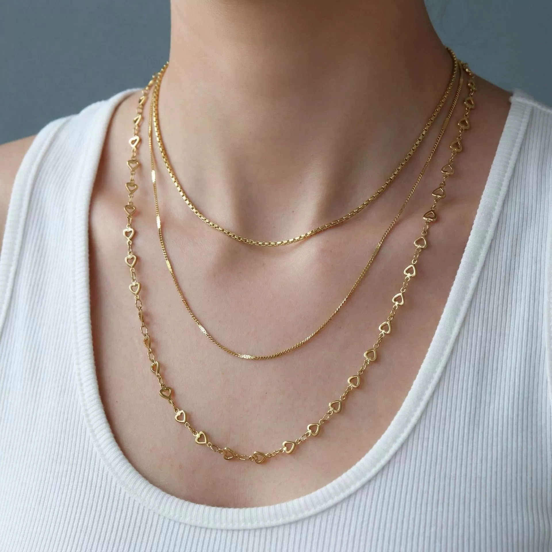 Wholesale Ins Style 18K Goldplated Titanium Steel Heartshaped And Letternumbertext Pattern Threelayer Splicing Necklace For Women - Image 4