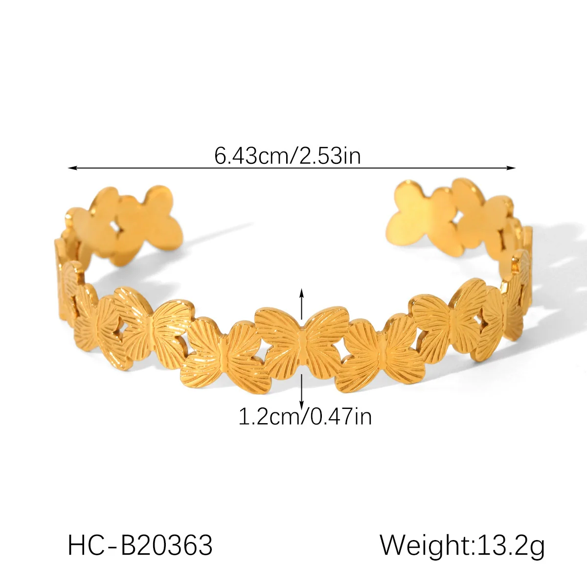 Wholesale Ins Style Butterfly Electroplated Stainless Steel Open Bracelet For Women - Image 6