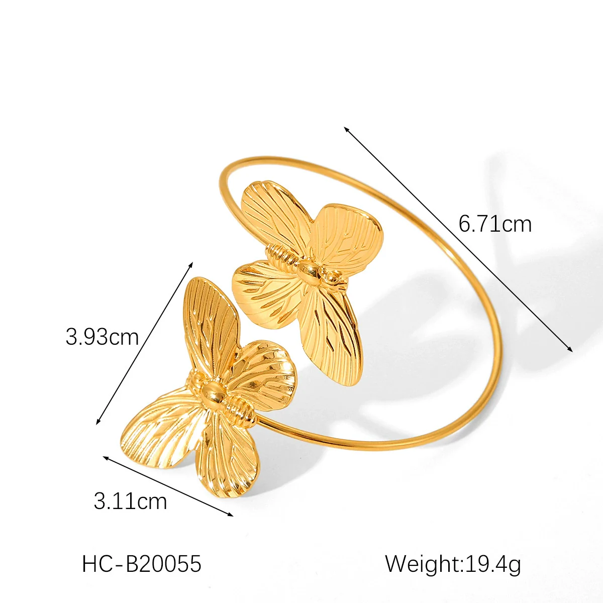 Wholesale Ins Style Butterfly Electroplated Stainless Steel Open Bracelet For Women - Image 7