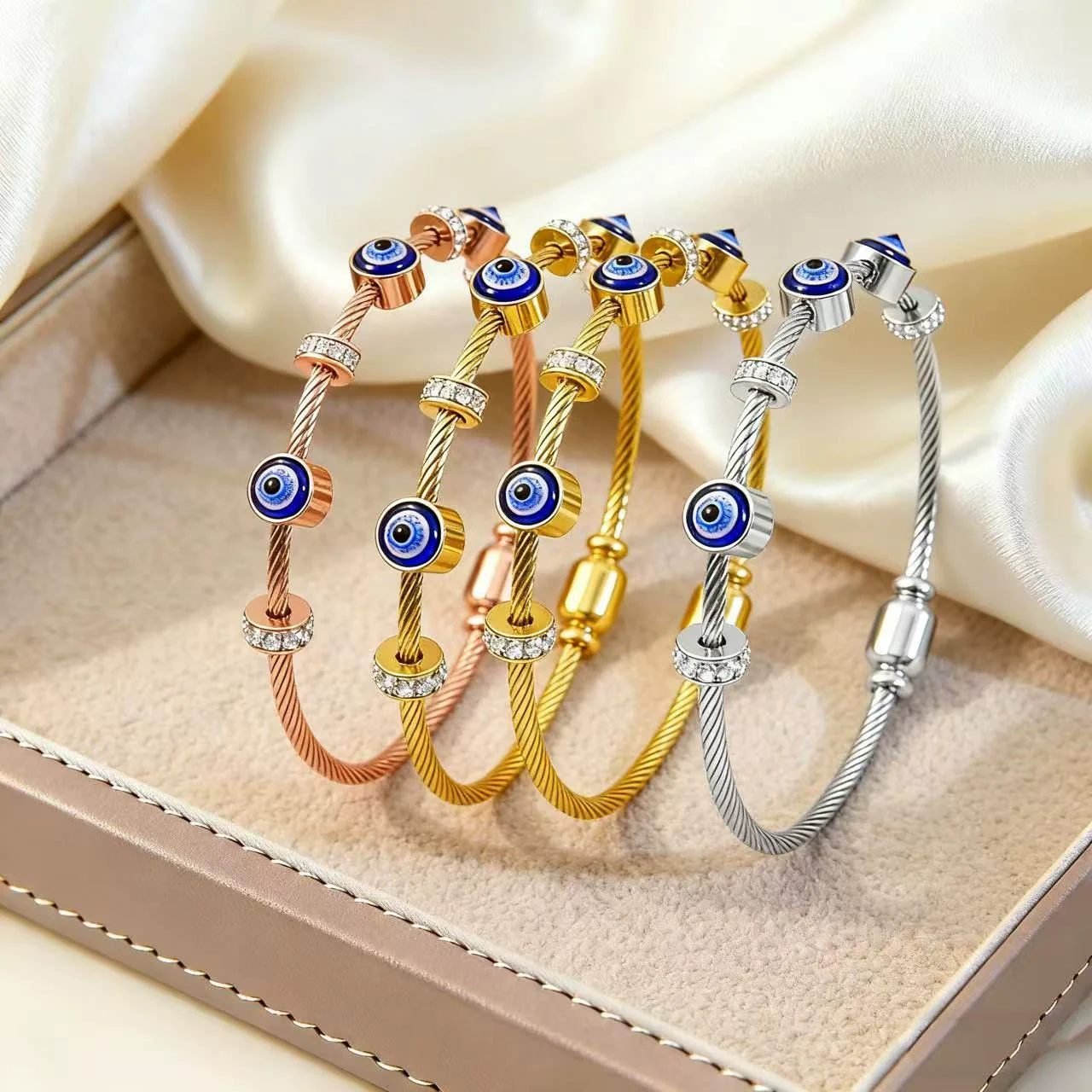 Wholesale Ins Style Devil's Eye Electroplated Stainless Steel Bracelet - Image 3