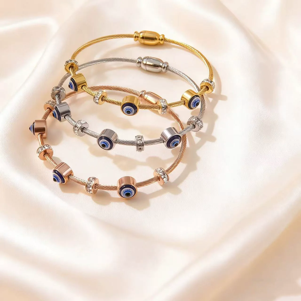 Wholesale Ins Style Devil's Eye Electroplated Stainless Steel Bracelet - Image 4