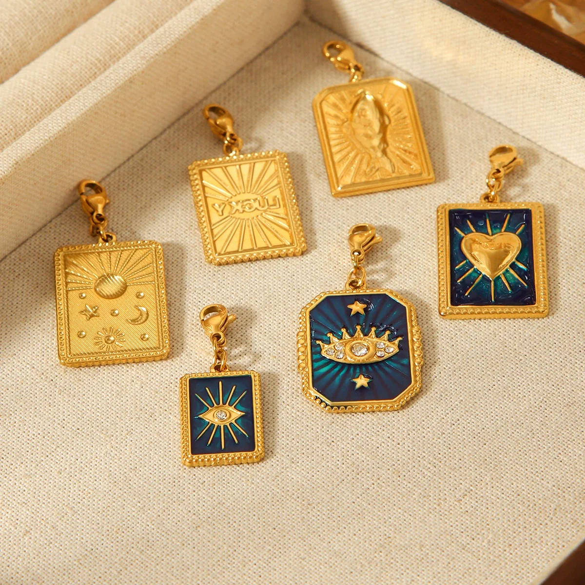 Wholesale Ins Style Dripping Oil Stainless Steel Jewelry Accessories With Star Moon Heart Love Eyes Fish Patterns For Women - Image 3