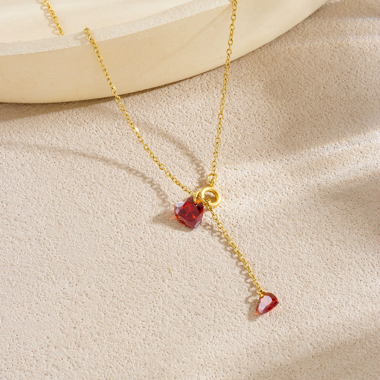 Wholesale Ins Style Electroplated Stainless Steel Heart Shape Pendant Tassel Chain Clavicle Necklace For Women - Image 2