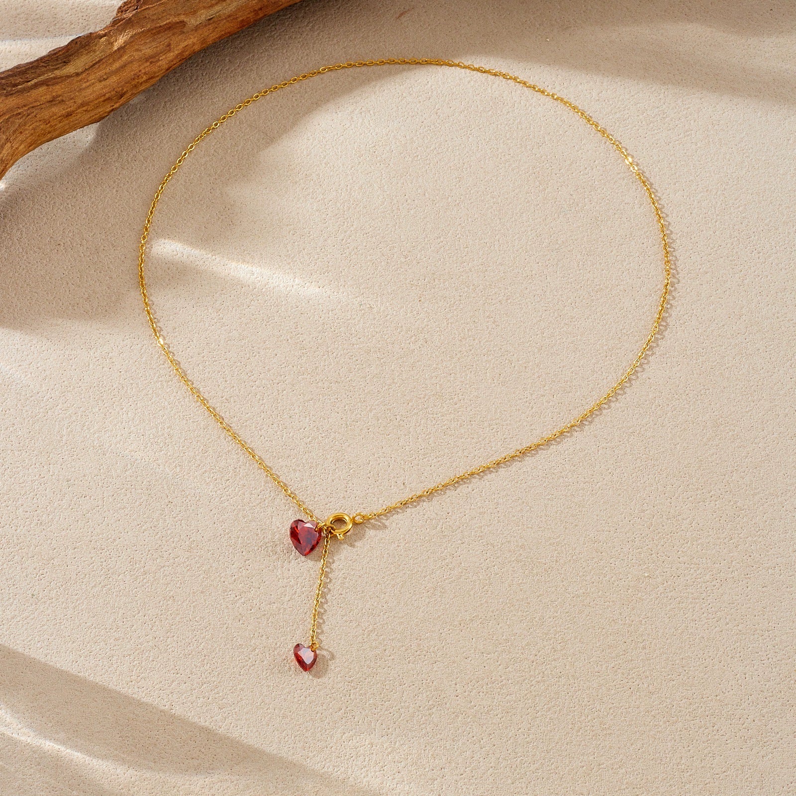 Wholesale Ins Style Electroplated Stainless Steel Heart Shape Pendant Tassel Chain Clavicle Necklace For Women - Image 3