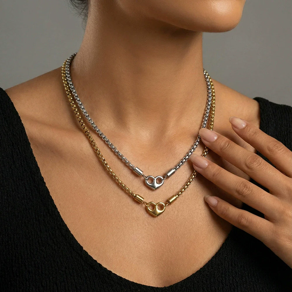 Wholesale Ins Style Electroplated Stainless Steel Women's Necklace With Letter Number Text Pattern And Square Pearl Chain - Image 3