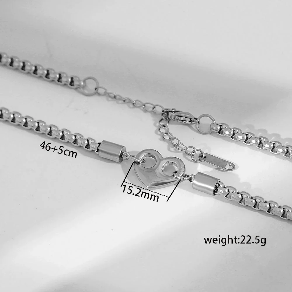 Wholesale Ins Style Electroplated Stainless Steel Women's Necklace With Letter Number Text Pattern And Square Pearl Chain - Image 5
