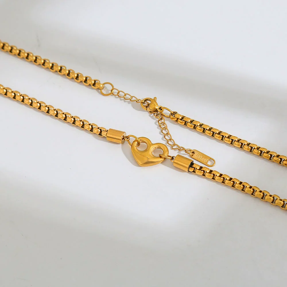 Wholesale Ins Style Electroplated Stainless Steel Women's Necklace With Letter Number Text Pattern And Square Pearl Chain - Image 6