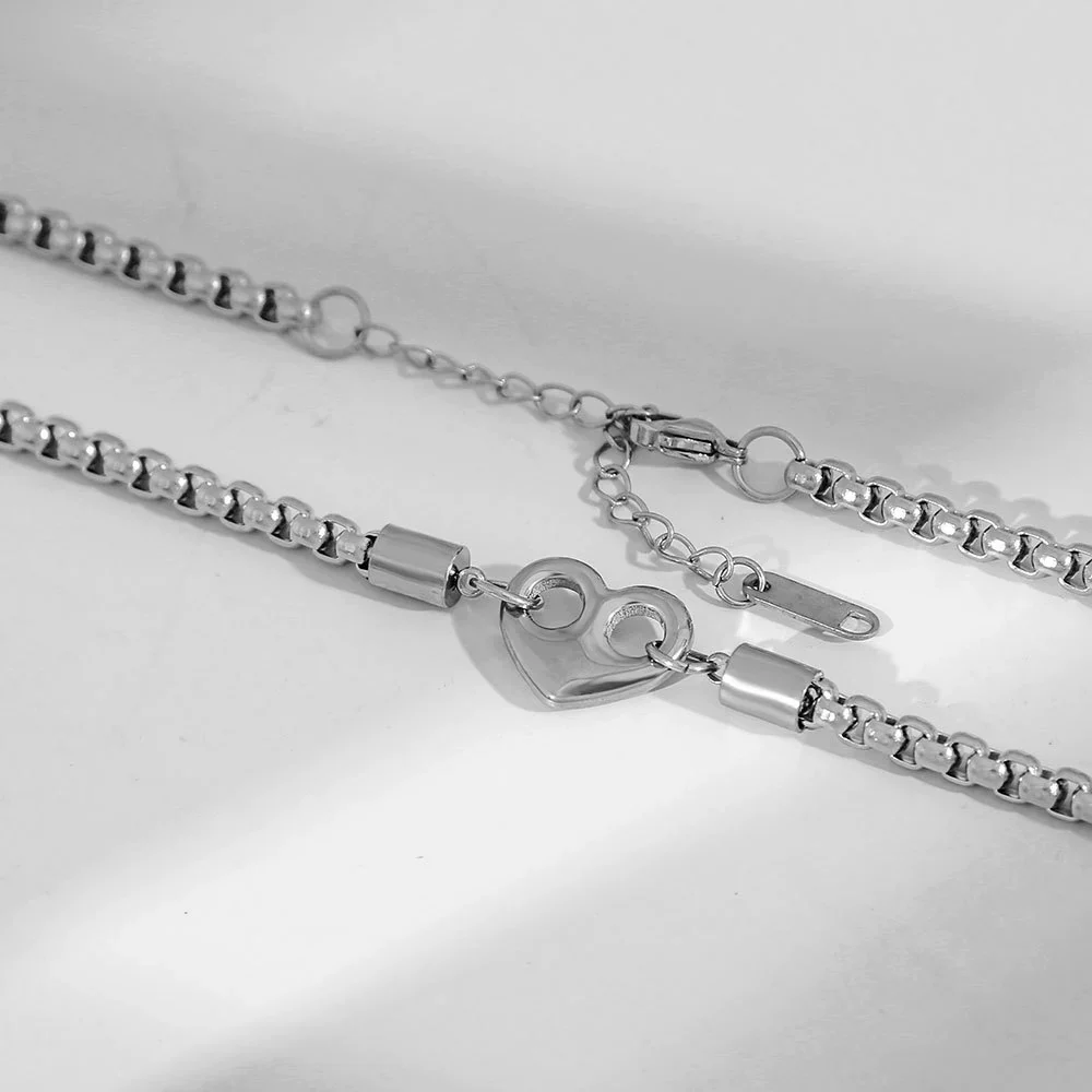 Wholesale Ins Style Electroplated Stainless Steel Women's Necklace With Letter Number Text Pattern And Square Pearl Chain - Image 7