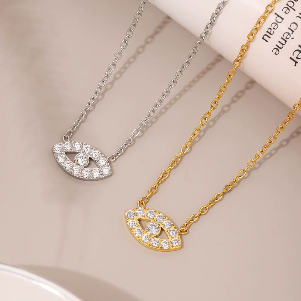 Wholesale Ins Style Ferris Wheel And Devil's Eye Inlaid Zircon Jewelry Set Made Of Titanium Steel And Stainless Steel With Electroplating For Unisex - Image 2