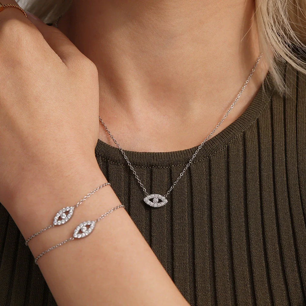 Wholesale Ins Style Ferris Wheel And Devil's Eye Inlaid Zircon Jewelry Set Made Of Titanium Steel And Stainless Steel With Electroplating For Unisex - Image 4