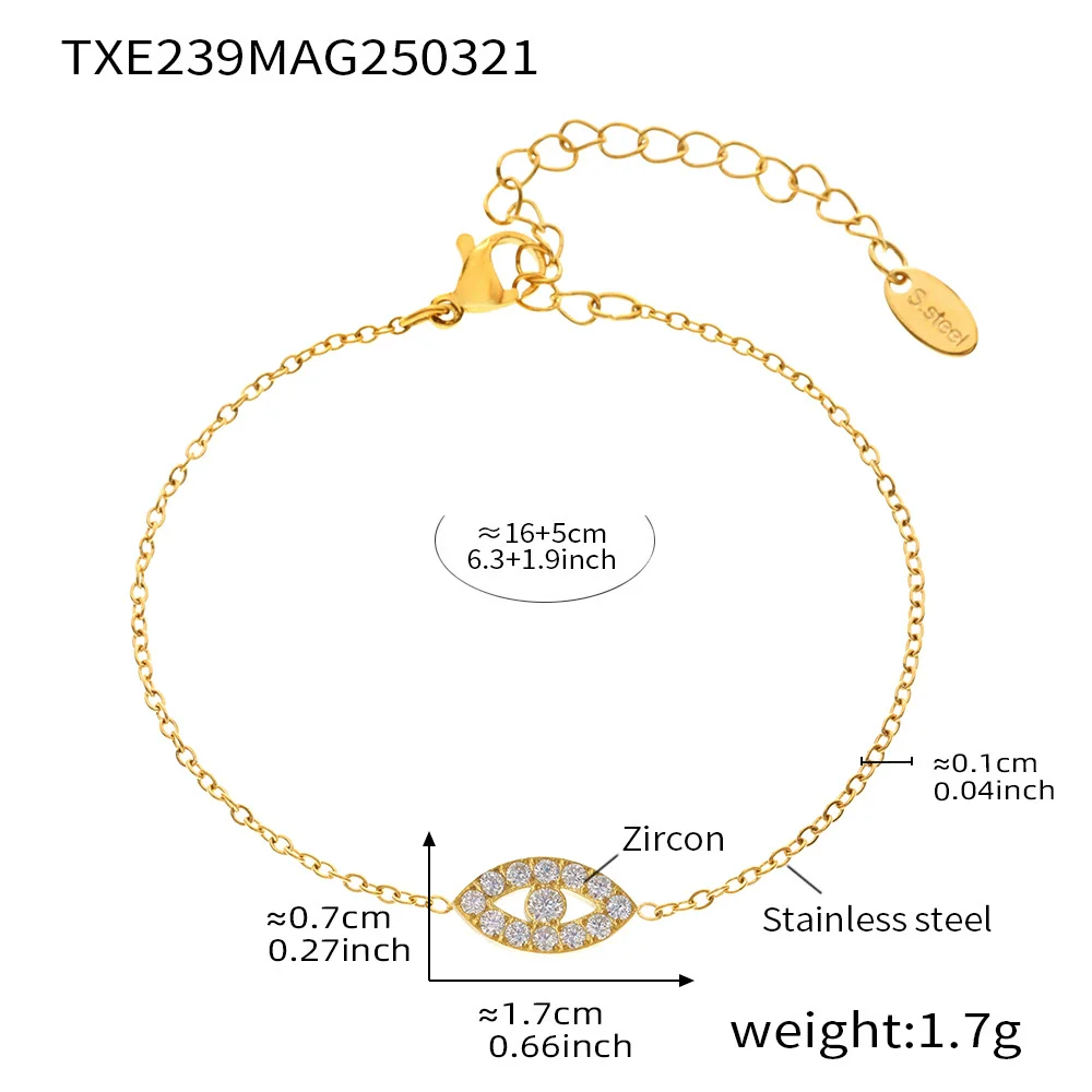 Wholesale Ins Style Ferris Wheel And Devil's Eye Inlaid Zircon Jewelry Set Made Of Titanium Steel And Stainless Steel With Electroplating For Unisex - Image 8