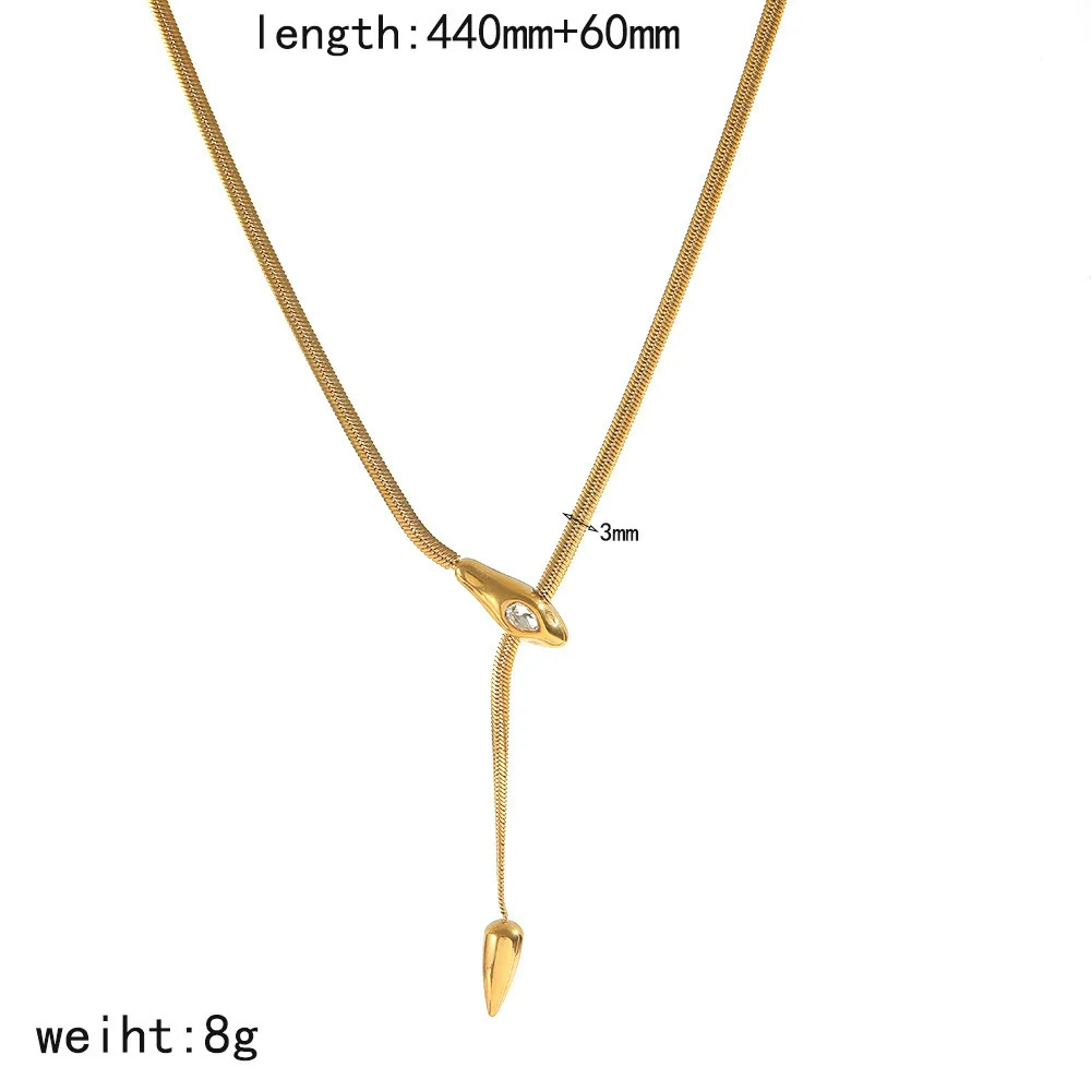 Wholesale Ins Style Geometric 18K Gold Electroplated Round Snake Blade Chain Necklace For Women - Image 4