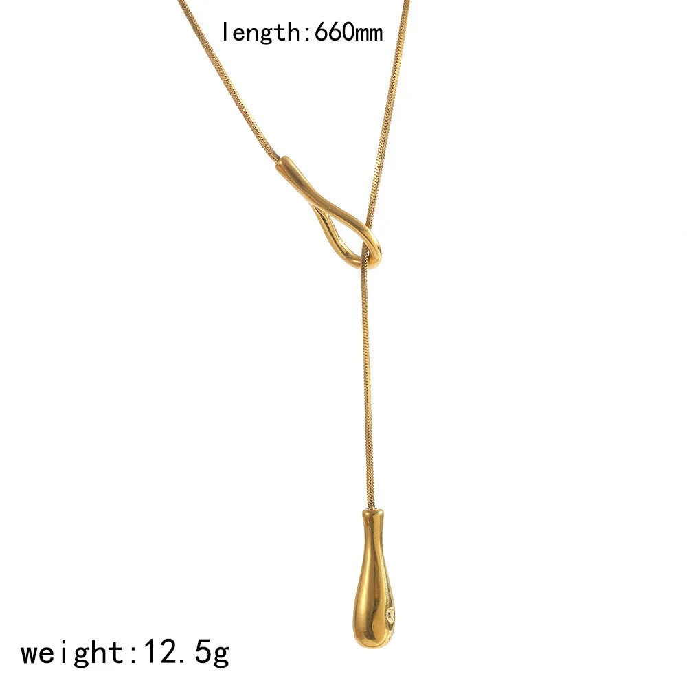 Wholesale Ins Style Geometric 18K Gold Electroplated Round Snake Blade Chain Necklace For Women - Image 5