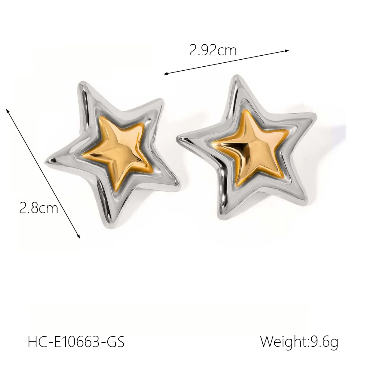 Wholesale Ins Style Geometric Fivepointed Star Electroplated Stainless Steel Earrings For Women - Image 10