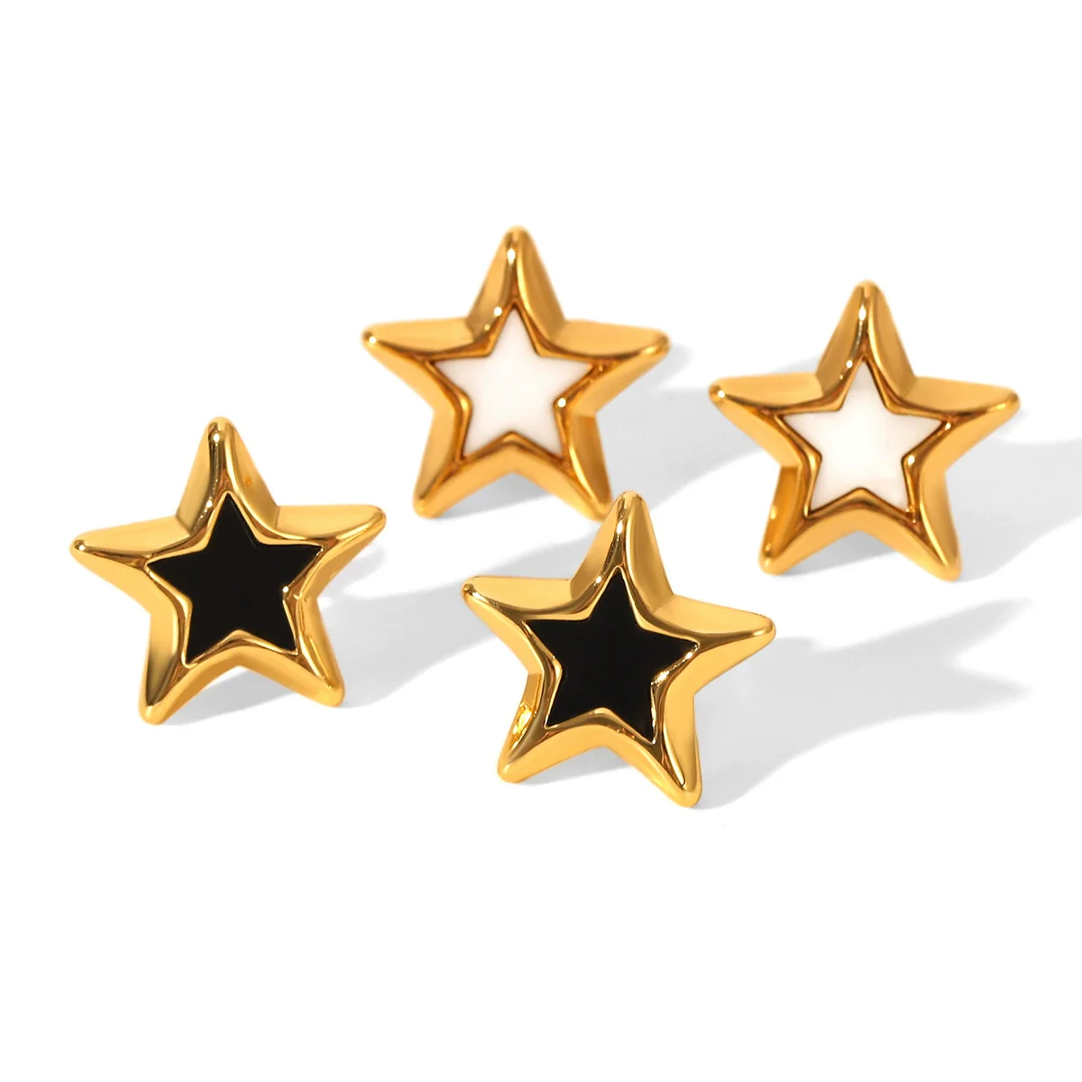 Wholesale Ins Style Geometric Fivepointed Star Electroplated Stainless Steel Earrings For Women - Image 5