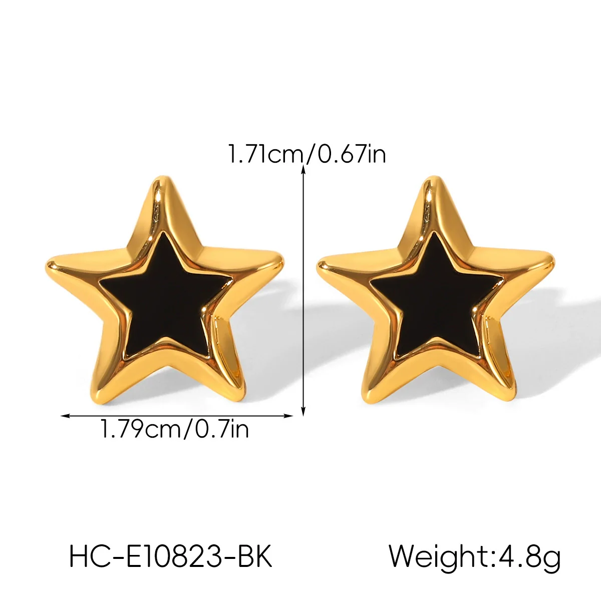 Wholesale Ins Style Geometric Fivepointed Star Electroplated Stainless Steel Earrings For Women - Image 6