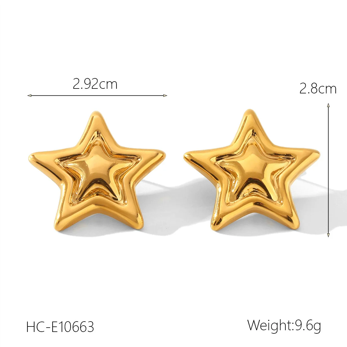 Wholesale Ins Style Geometric Fivepointed Star Electroplated Stainless Steel Earrings For Women - Image 8